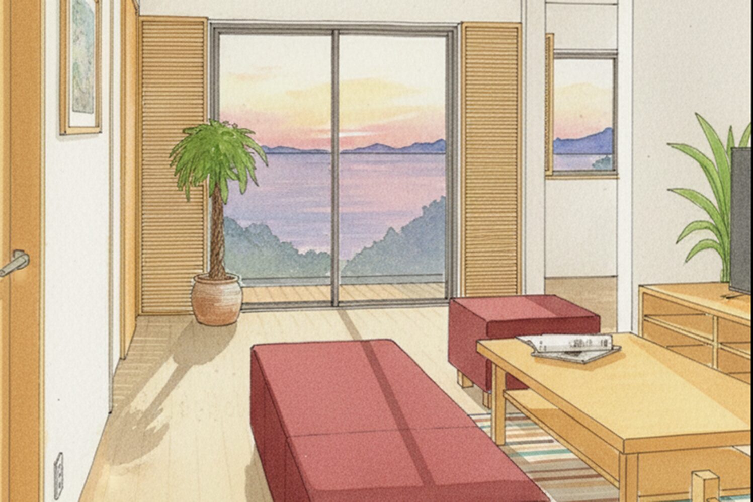 掃き出し窓からの光の入り方を検証し、施工段階で細部を調整。